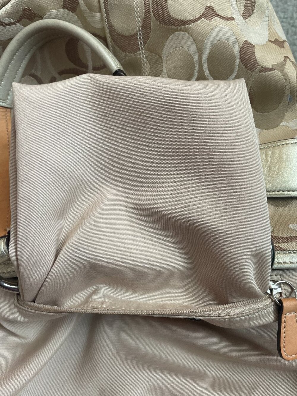 Vintage Coach Y2K Tan/Silver Optic Signature Canvas Tote Shoulder Bag 0498 💿 - Picture 15 of 16